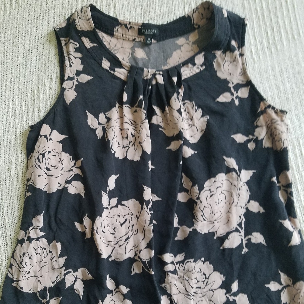 Talbots  Silk Shell with Pink Flowers